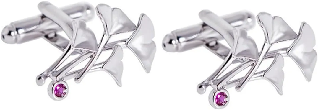 LIFKOME 2pcs Ginkgo Leaf Cufflinks Mens Tux Studs Cufflinks for Men Decorative