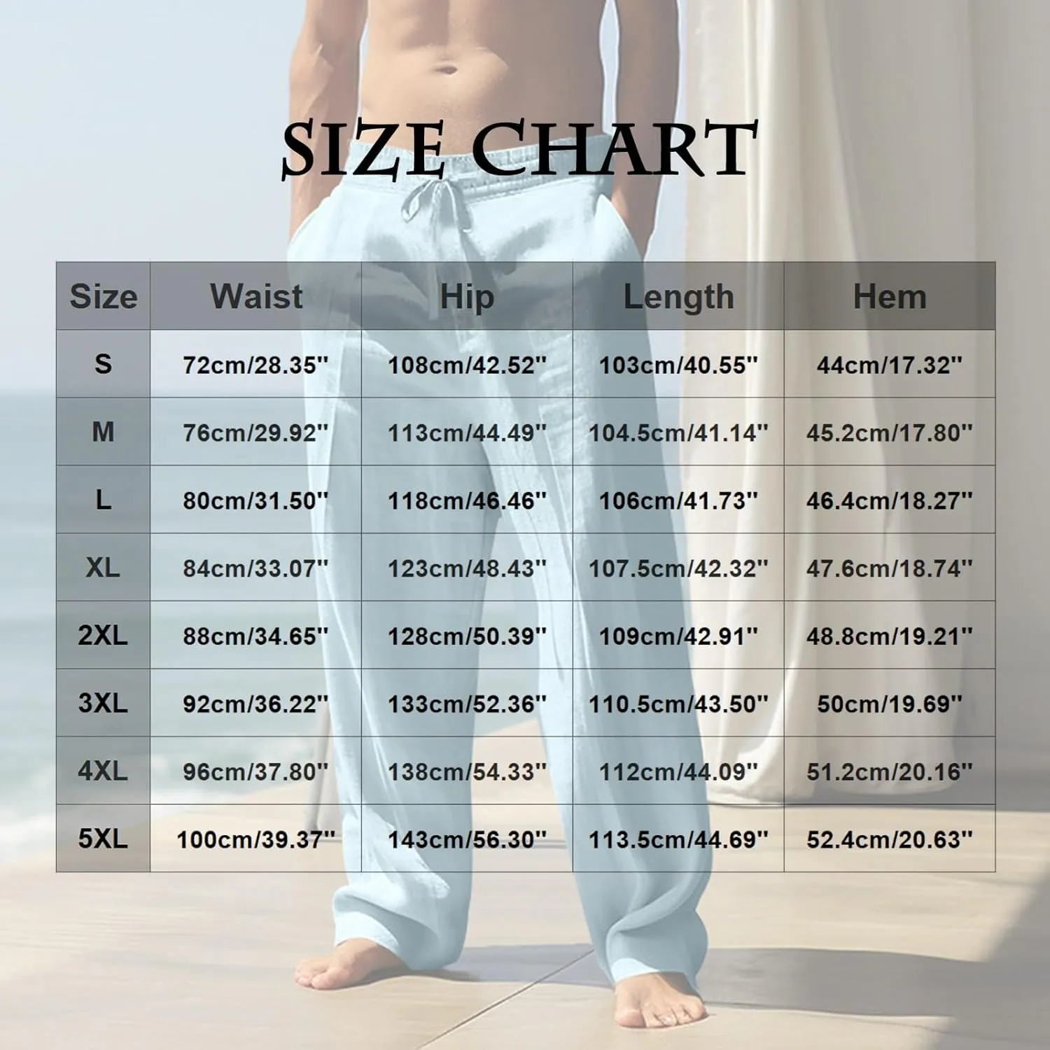 Lightweight Linen Pants Men Yoga Beach Loose Fit Casual Summer Elastic Waist Drawstring Lightweight Summer Beach