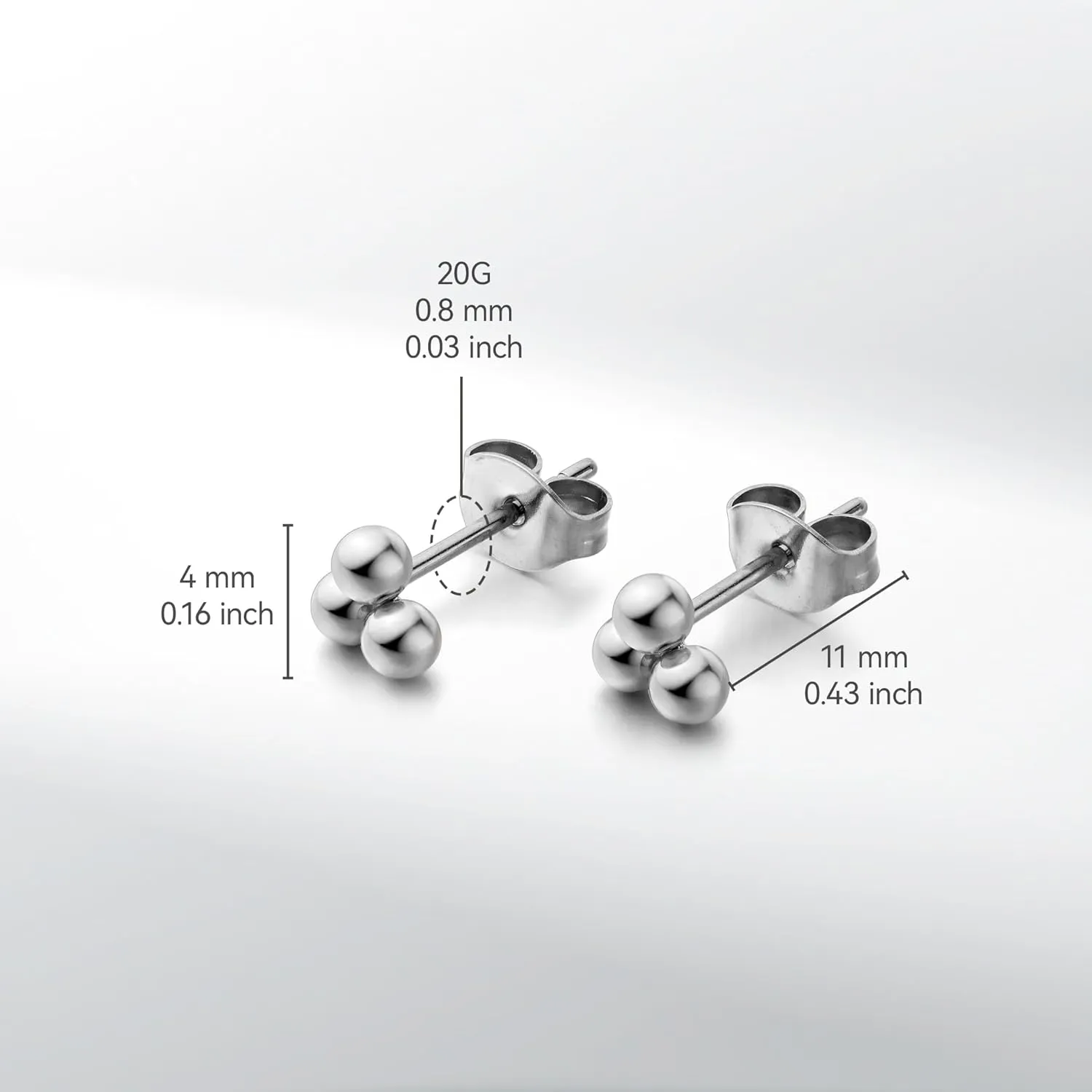 Limerencia G23 Pure Titanium Hypoallergenic Earrings | Tiny Trinity Ball Stud Earrings | Minimalist, F136 Implant Grade | Suitable for Sensitive Ears Delicate Jewelry