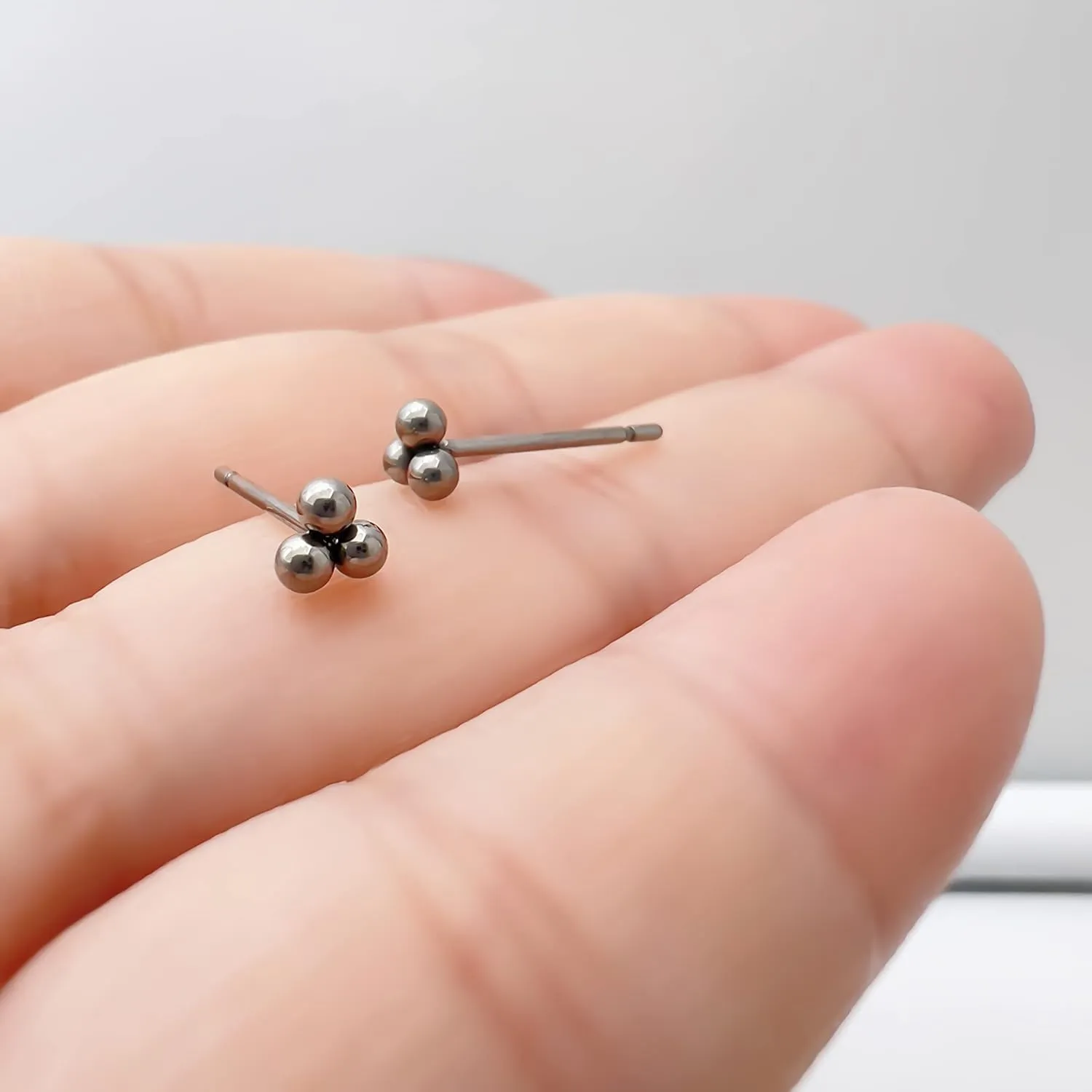 Limerencia G23 Pure Titanium Hypoallergenic Earrings | Tiny Trinity Ball Stud Earrings | Minimalist, F136 Implant Grade | Suitable for Sensitive Ears Delicate Jewelry