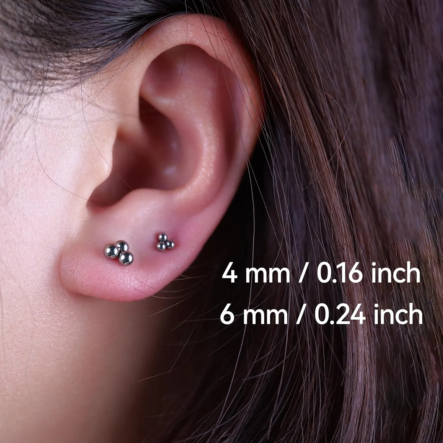 Limerencia G23 Pure Titanium Hypoallergenic Earrings | Tiny Trinity Ball Stud Earrings | Minimalist, F136 Implant Grade | Suitable for Sensitive Ears Delicate Jewelry