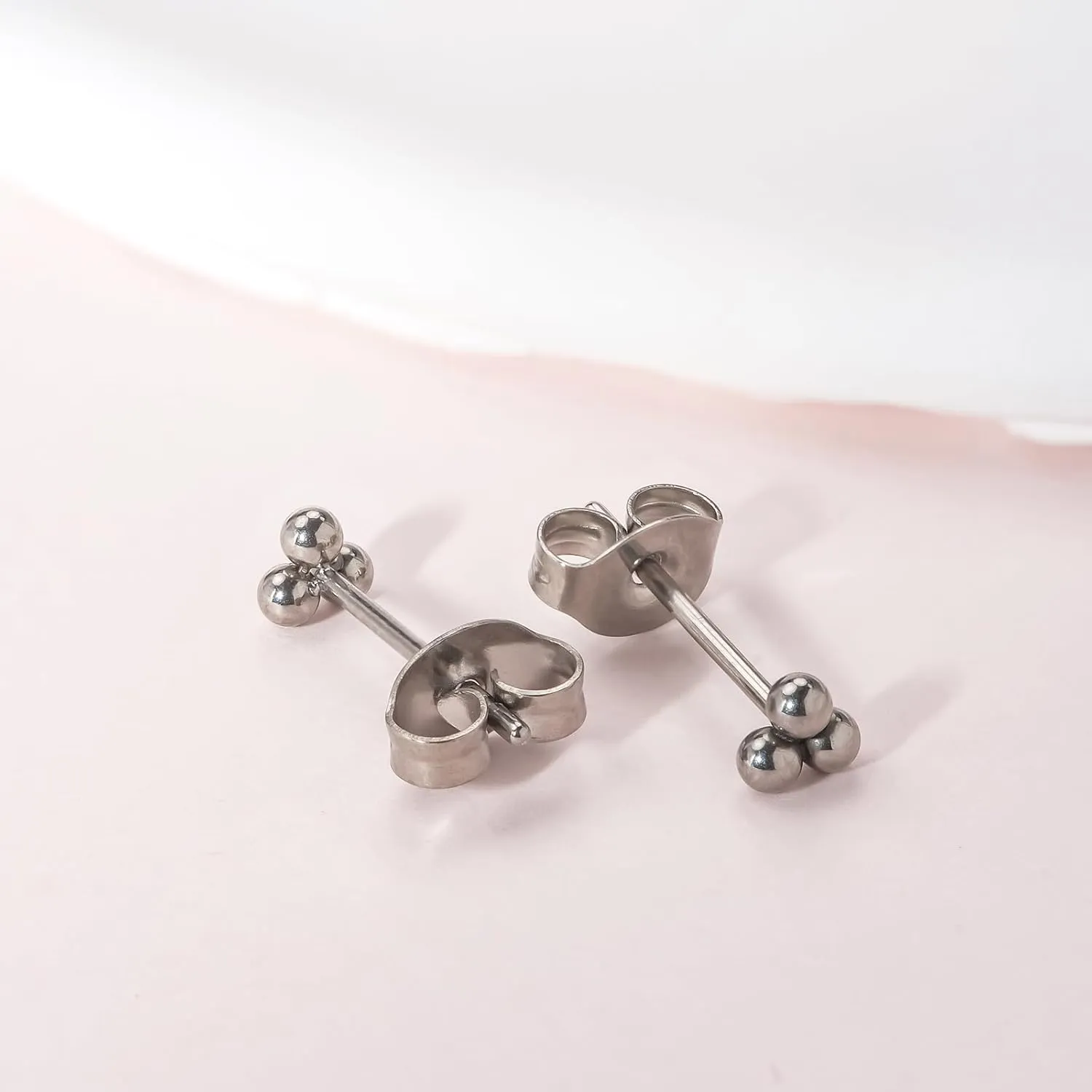 Limerencia G23 Pure Titanium Hypoallergenic Earrings | Tiny Trinity Ball Stud Earrings | Minimalist, F136 Implant Grade | Suitable for Sensitive Ears Delicate Jewelry