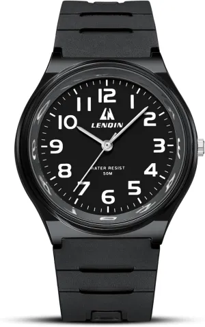 LN LENQIN Mens Watches Analog Quartz Sports Unisex 30M Waterproof Nurse Watch for Men Women Medical Professionals Military Time with Second Hand Glowing Easy to Read Dial