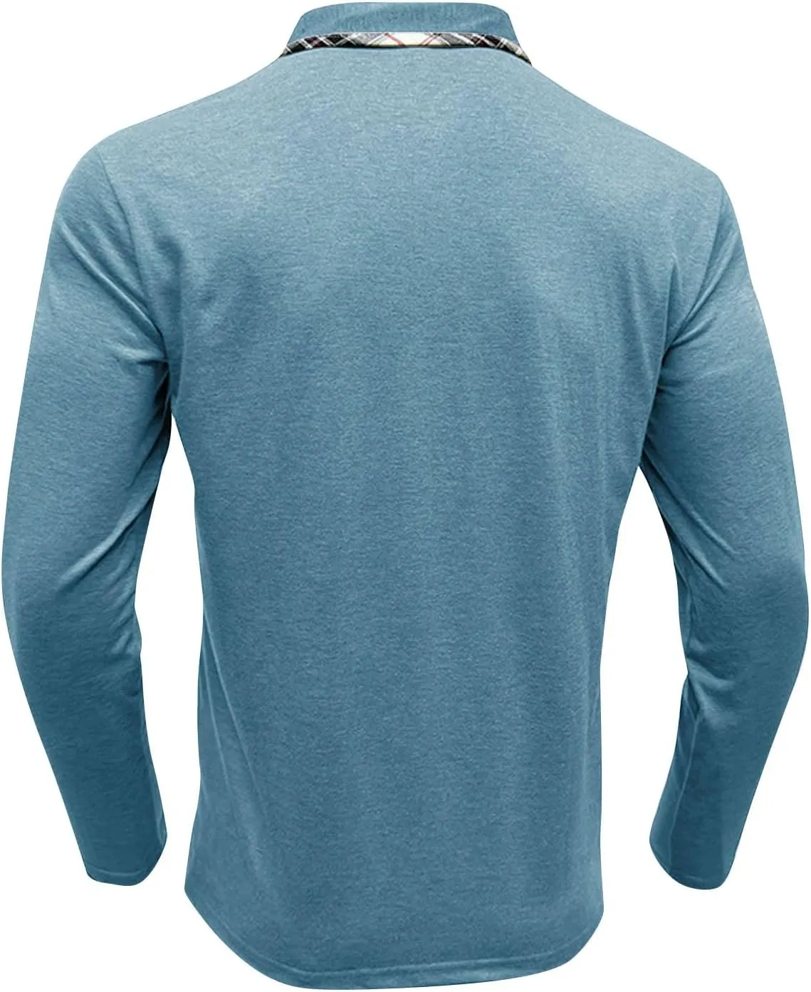 Long Sleeve Polo Shirts for Men Classic Button Down V Neck Collar Tees Solid Casual Stylish Tops with Pocket