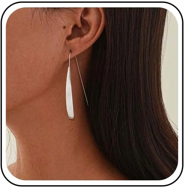 Long Threader Bar Dangle Earrings Gold Linear Metal Bar Earrings Threader Curved Bars Earring Minimalist Statement Studs Jewelry for Women