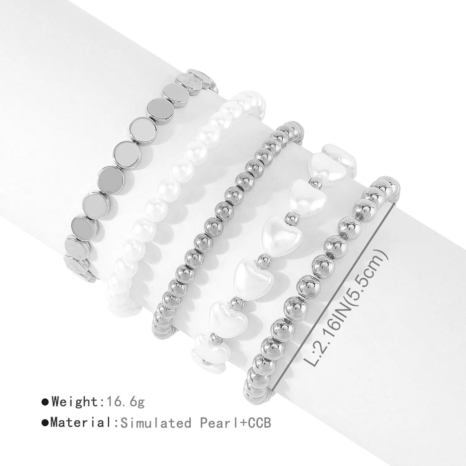 Long tiantian Gold Beaded Bracelets for Women Men Silver Beaded Bracelet Stack Bead Bracelet Stackable Pearl Bracelets for Women Trendy Birthday Christmas Jewelry Gift