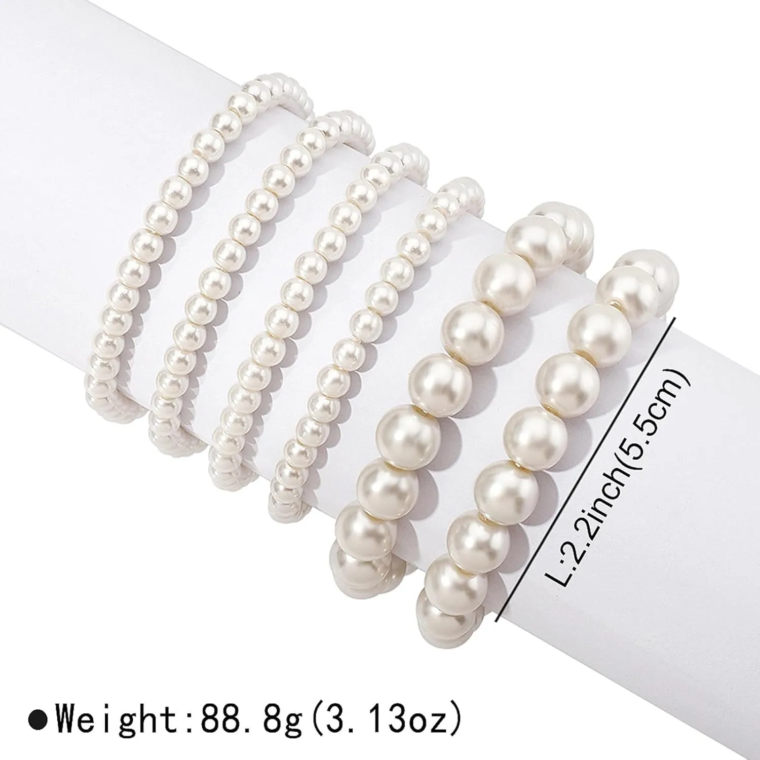 Long tiantian Gold Beaded Bracelets for Women Men Silver Beaded Bracelet Stack Bead Bracelet Stackable Pearl Bracelets for Women Trendy Birthday Christmas Jewelry Gift
