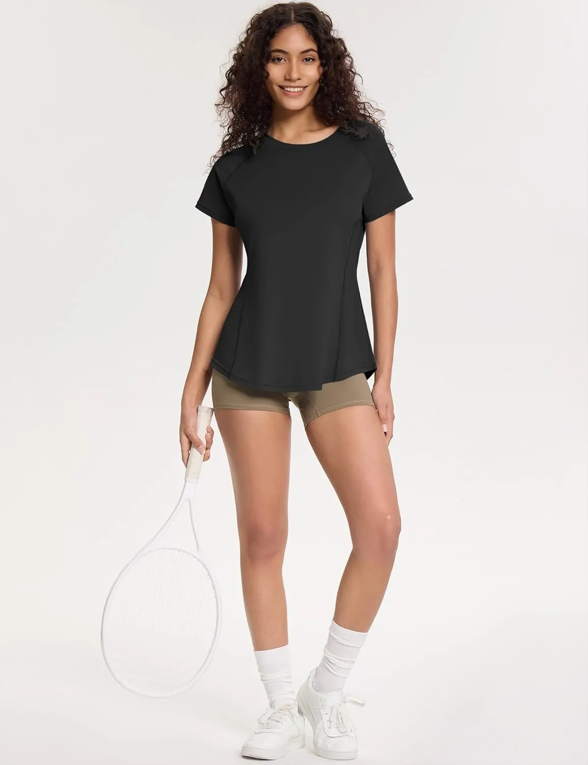 Loovoo Workout Tops for Women Loose Fit Breathable Activewear Cool Quick Dry Gym Athletic Tee Top