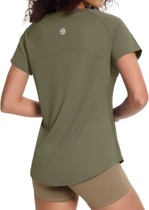 Loovoo Workout Tops for Women Loose Fit Breathable Activewear Cool Quick Dry Gym Athletic Tee Top