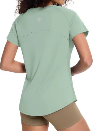 Loovoo Workout Tops for Women Loose Fit Breathable Activewear Cool Quick Dry Gym Athletic Tee Top