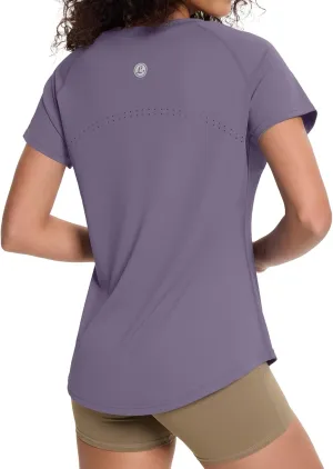 Loovoo Workout Tops for Women Loose Fit Breathable Activewear Cool Quick Dry Gym Athletic Tee Top