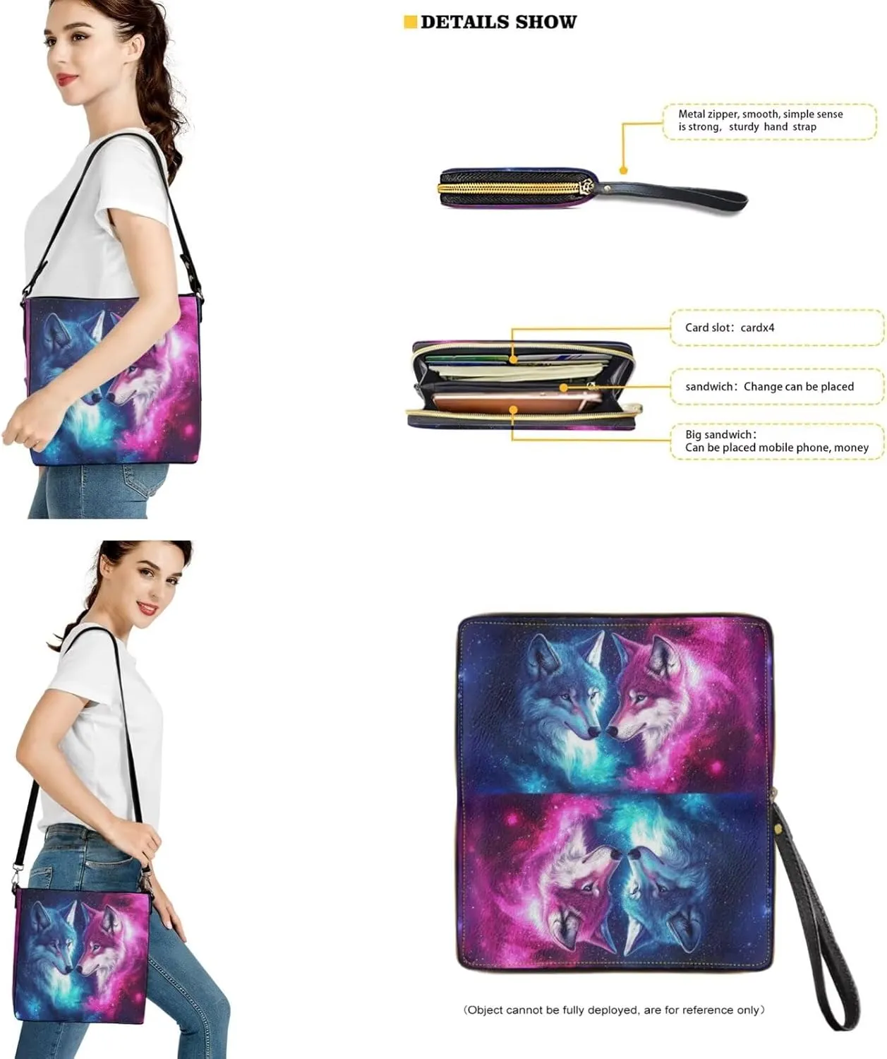 Lotusorchid Bucket Purse and Wallet Set, Leather Crossbody Shoulder Handbag Hobo Bag with Adjustable Strap for Women