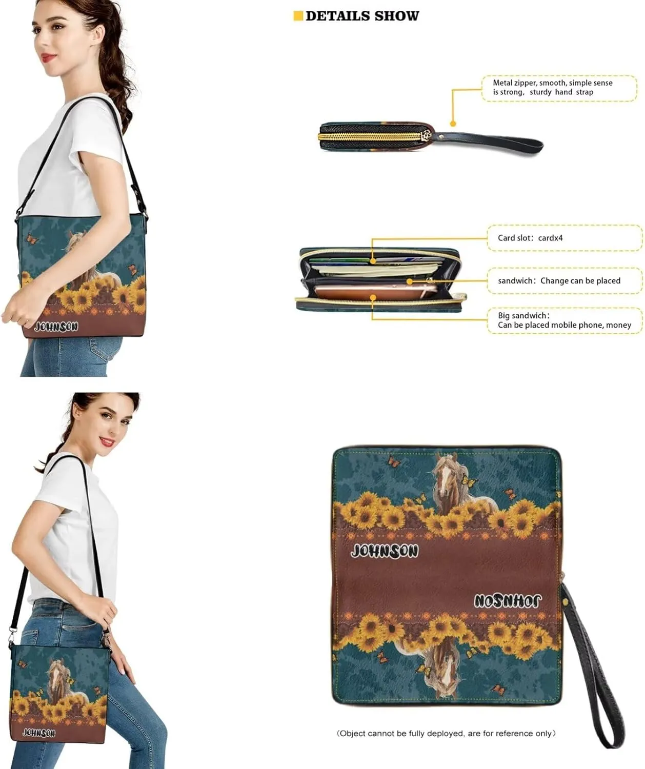 Lotusorchid Customized Bucket Purse and Wallet Set Crossbody Handbag Satchel Bag with Leather Wallet for Women Lady