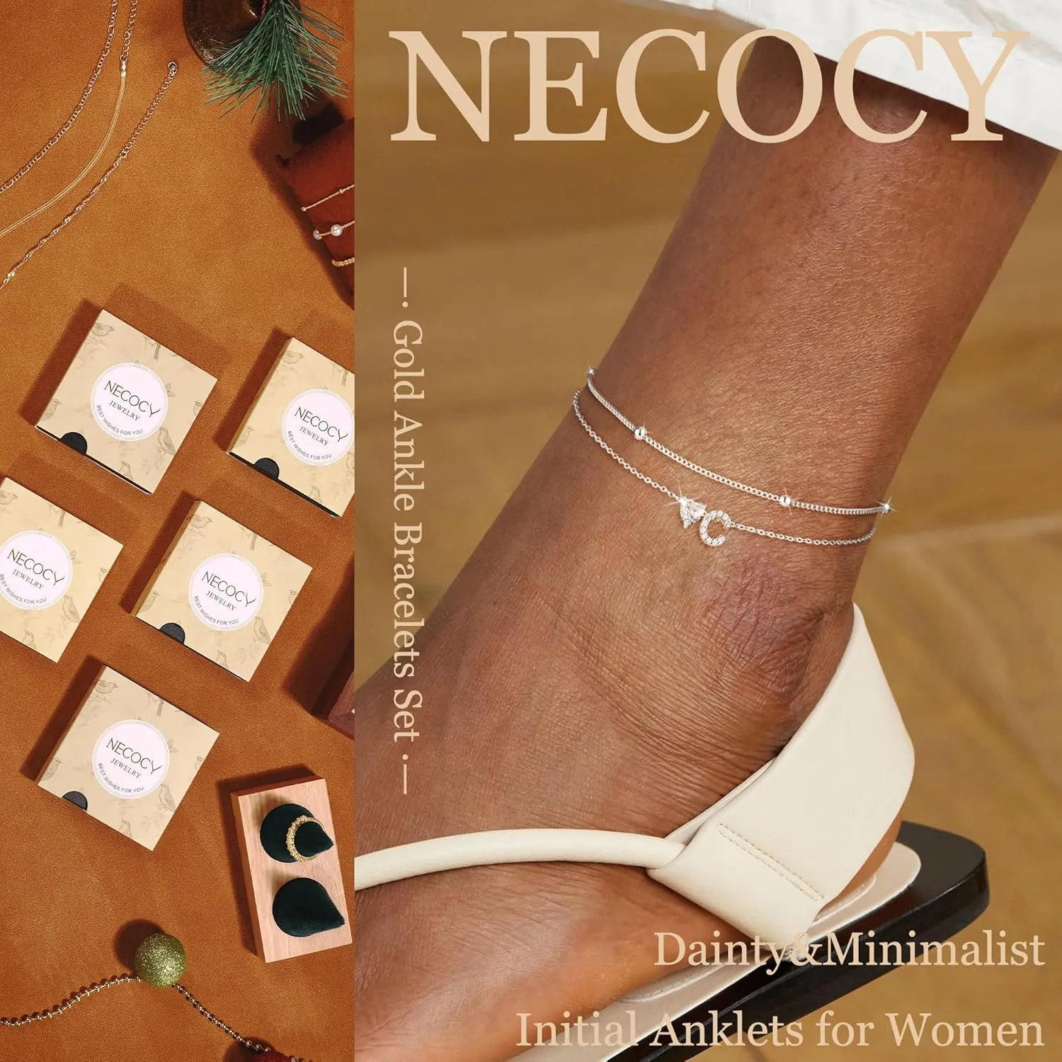 Love Heart Initial Silver Anklets for Women Waterproof Dainty Silver Plated CZ Anklet Trendy Fashion Jewelry Gifts for Women