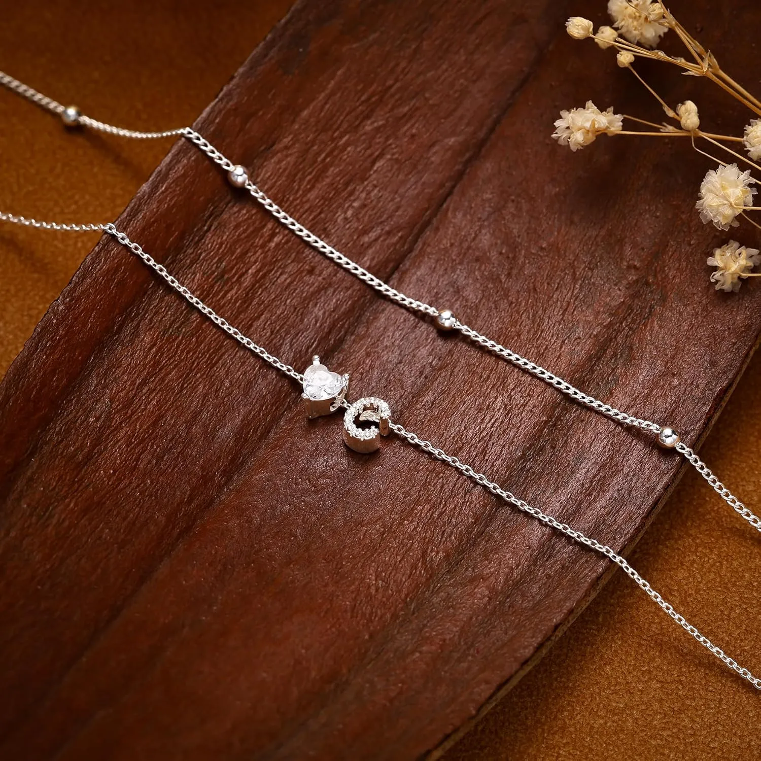 Love Heart Initial Silver Anklets for Women Waterproof Dainty Silver Plated CZ Anklet Trendy Fashion Jewelry Gifts for Women