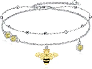 LUHE Starfish Ankle Bracelets for Women Seabeach Anklets 925 Sterling Silver Adjustable Foot Beaded white opal Ankle Bracelet Anklet Jewelry