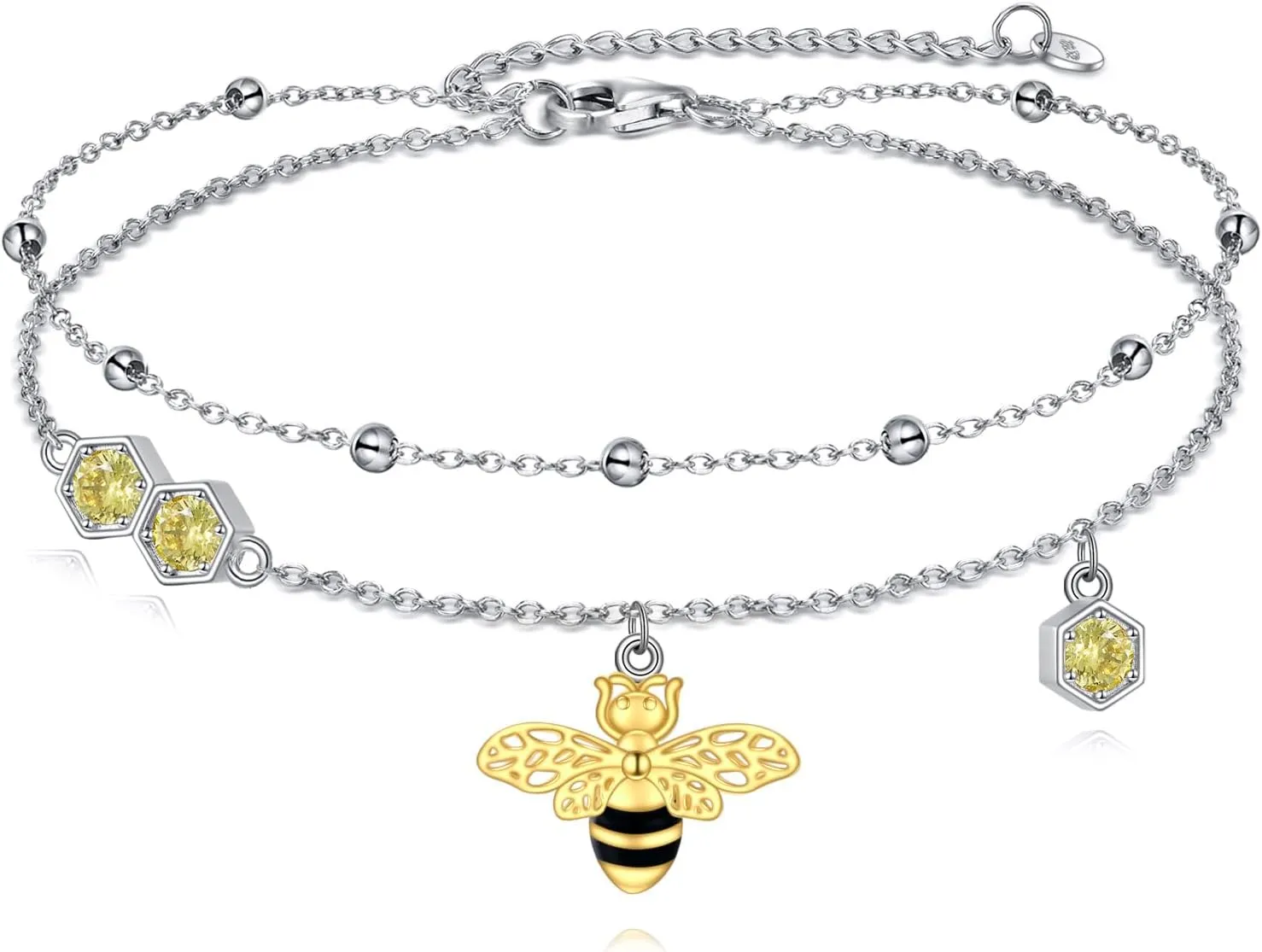 LUHE Starfish Ankle Bracelets for Women Seabeach Anklets 925 Sterling Silver Adjustable Foot Beaded white opal Ankle Bracelet Anklet Jewelry