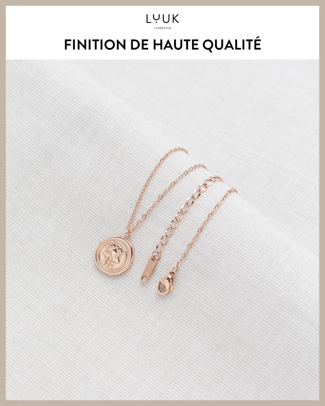 LUUK LIFESTYLE Filigree stainless steel necklaces with pendants in a timeless design with HAPPINESS card, women's jewellery and gift idea
