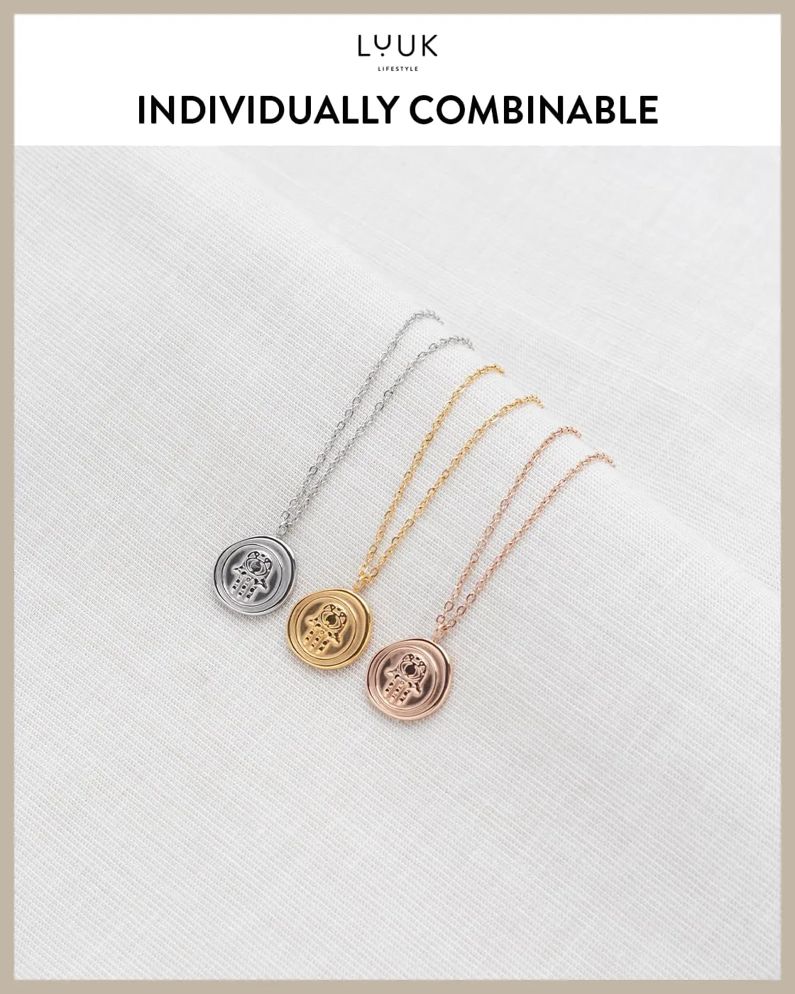 LUUK LIFESTYLE Filigree stainless steel necklaces with pendants in a timeless design with HAPPINESS card, women's jewellery and gift idea