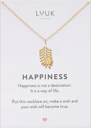 LUUK LIFESTYLE Filigree stainless steel necklaces with pendants in a timeless design with HAPPINESS card, women's jewellery and gift idea