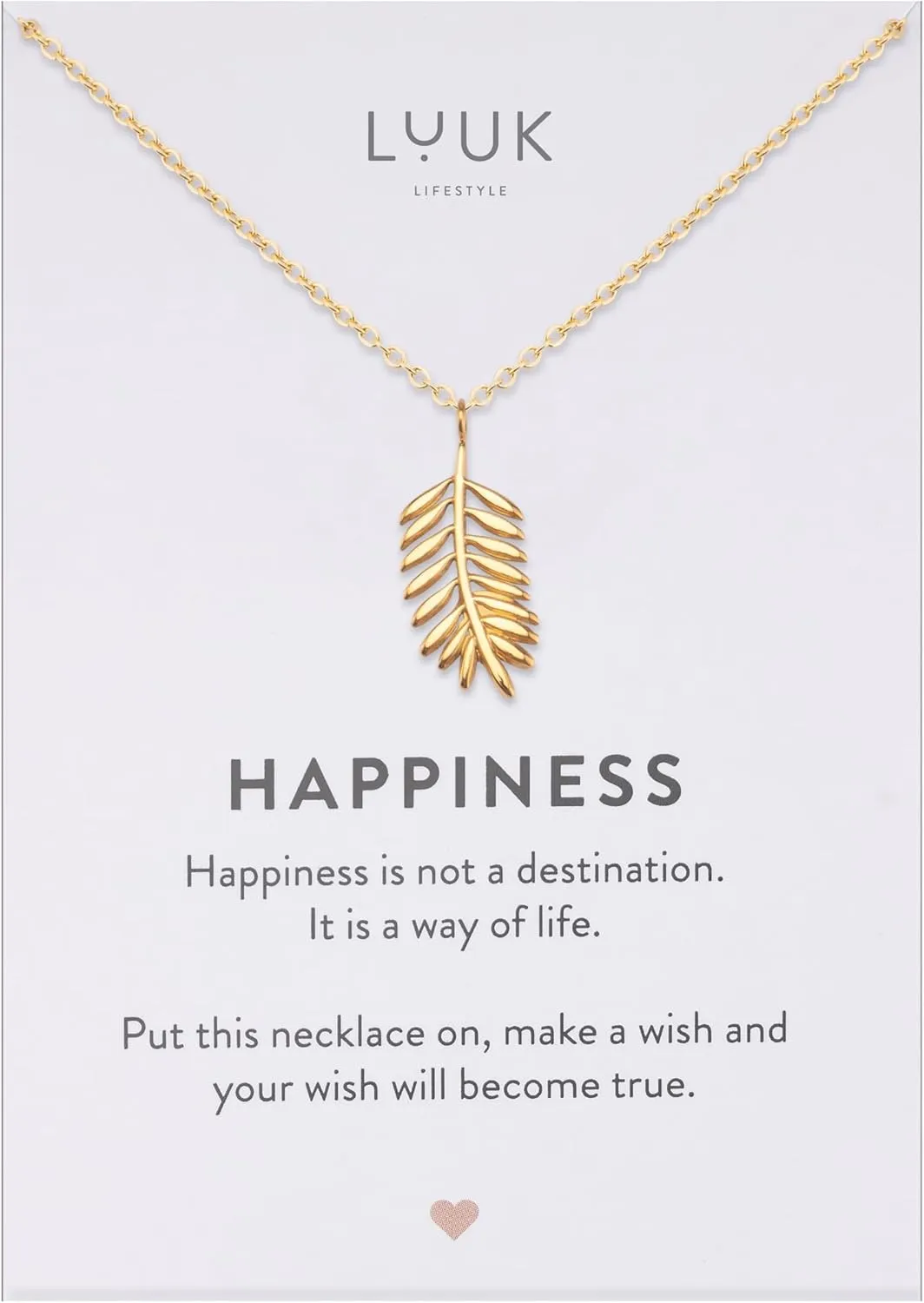 LUUK LIFESTYLE Filigree stainless steel necklaces with pendants in a timeless design with HAPPINESS card, women's jewellery and gift idea