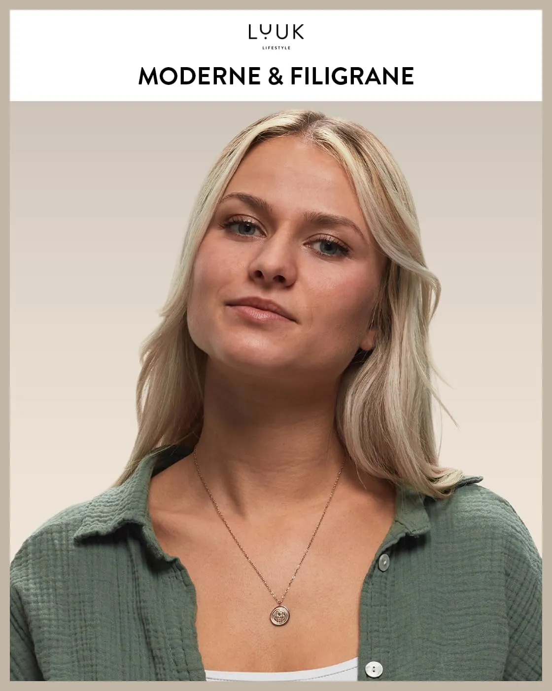 LUUK LIFESTYLE Filigree stainless steel necklaces with pendants in a timeless design with HAPPINESS card, women's jewellery and gift idea