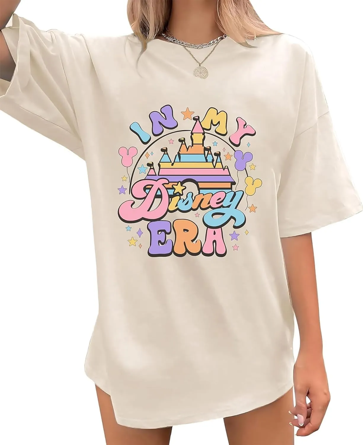 Magical Shirt for Women Oversized Happy Family Vacation Graphic Tees Casual Summer Holiday Tops