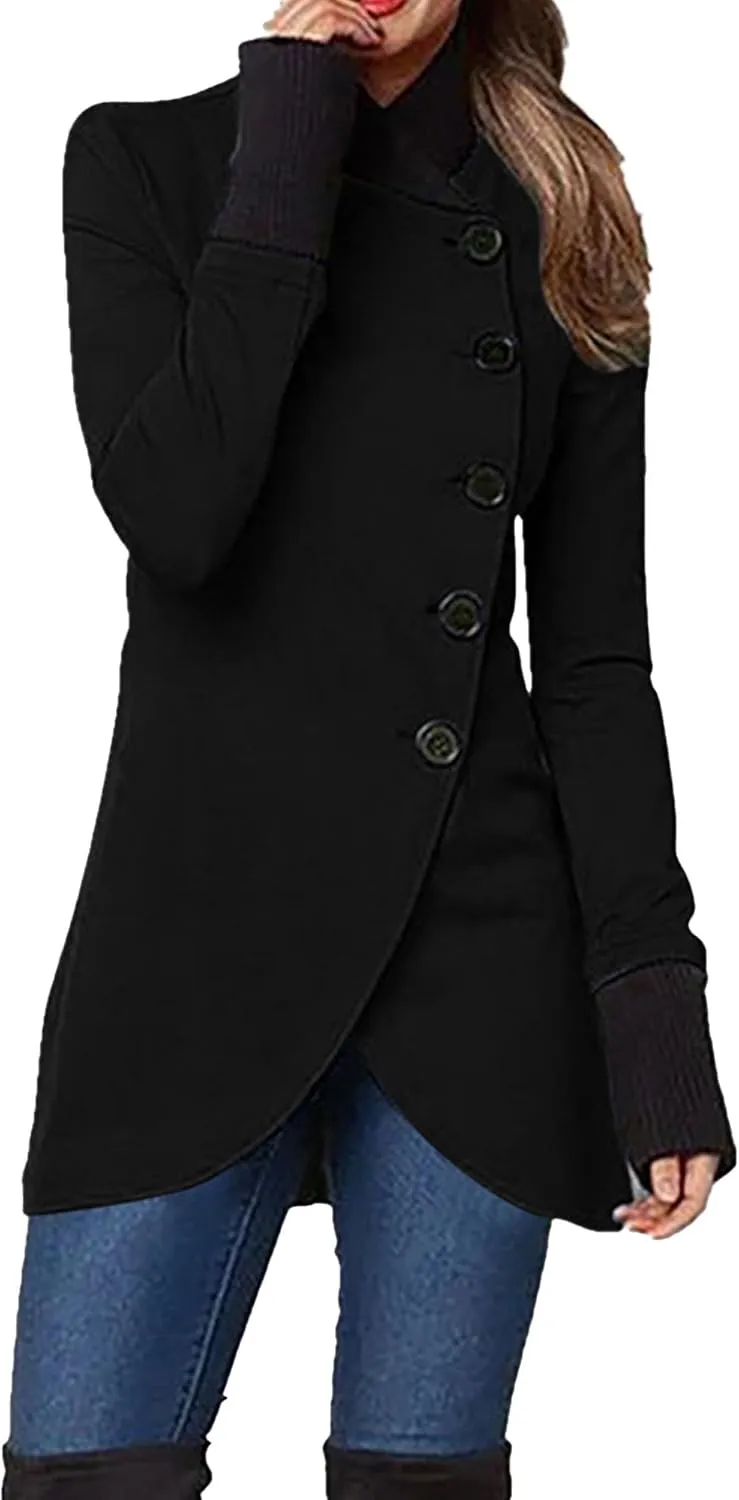 Maiyifu-GJ Women's Casual Trench Coat Fashion Jackets Single Breasted Long Sleeve Overcoat Windbreaker Coats Outerwear