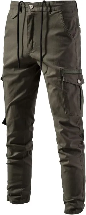 Mans Versatile Cargo Sweatpants Lightweight Solid Color Trouser Outdoor Military Multi Pocket Fashion Leisure Hiking Overalls