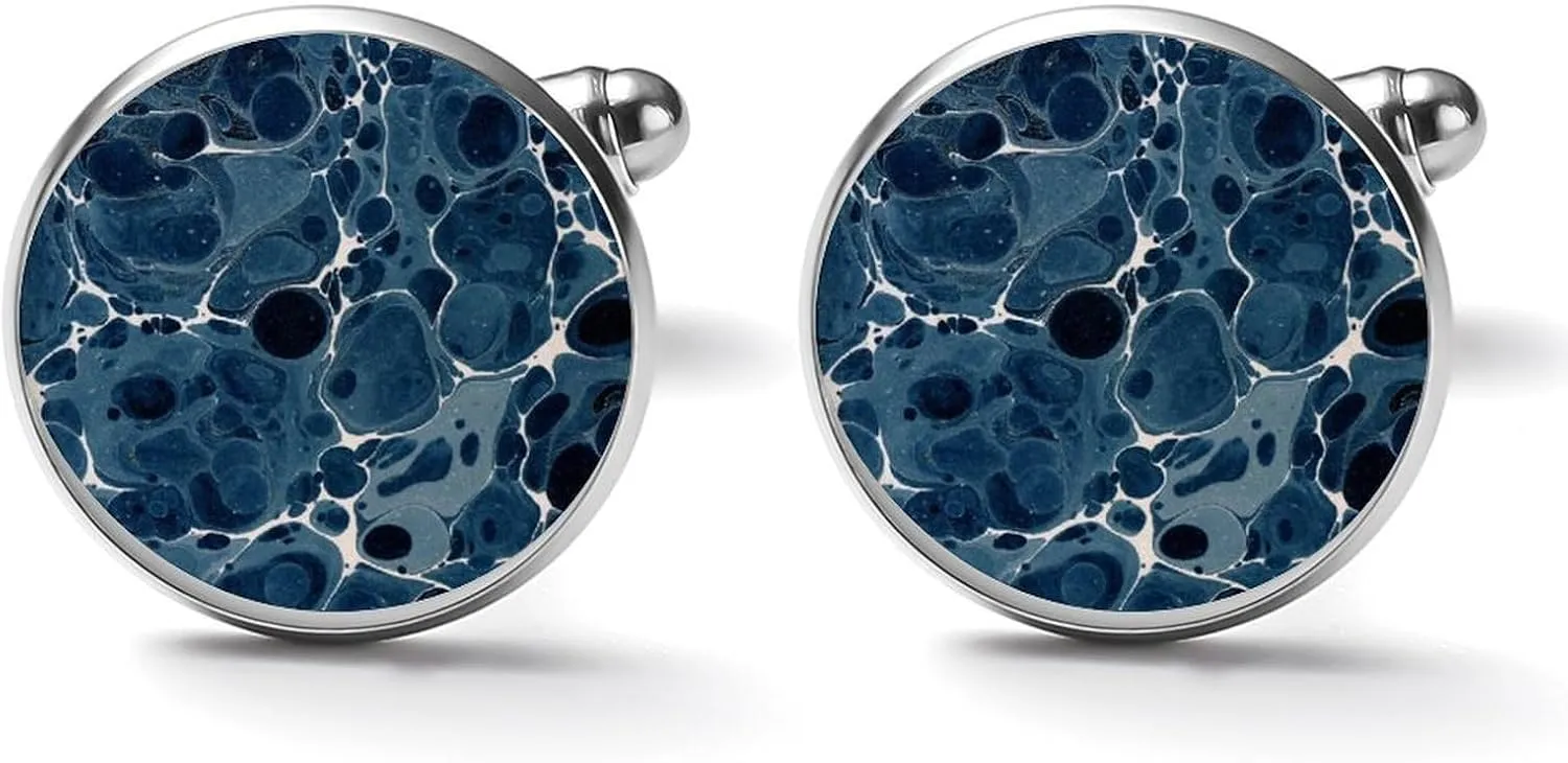 Marbled Paper Mens Cufflinks Classic Alloy Shirt Cuff Links Unique Jewelry Gift for Groom Father Husband Boyfriend