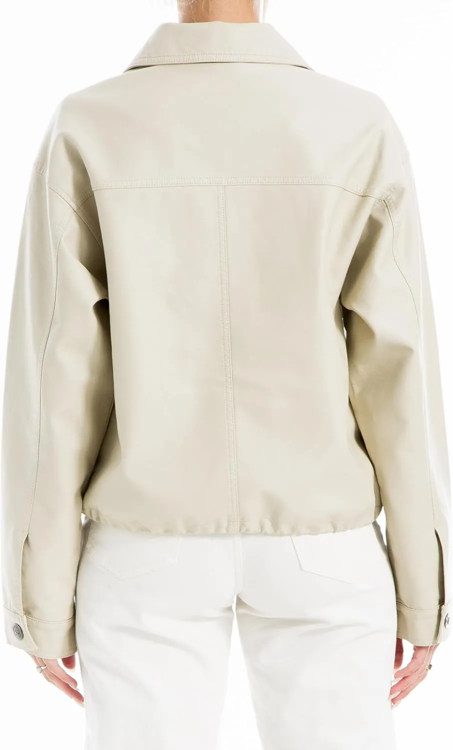 Max Studio Women's Fashion Everyday Casual Long Sleeve Faux Leather Short Outerwear Jacket