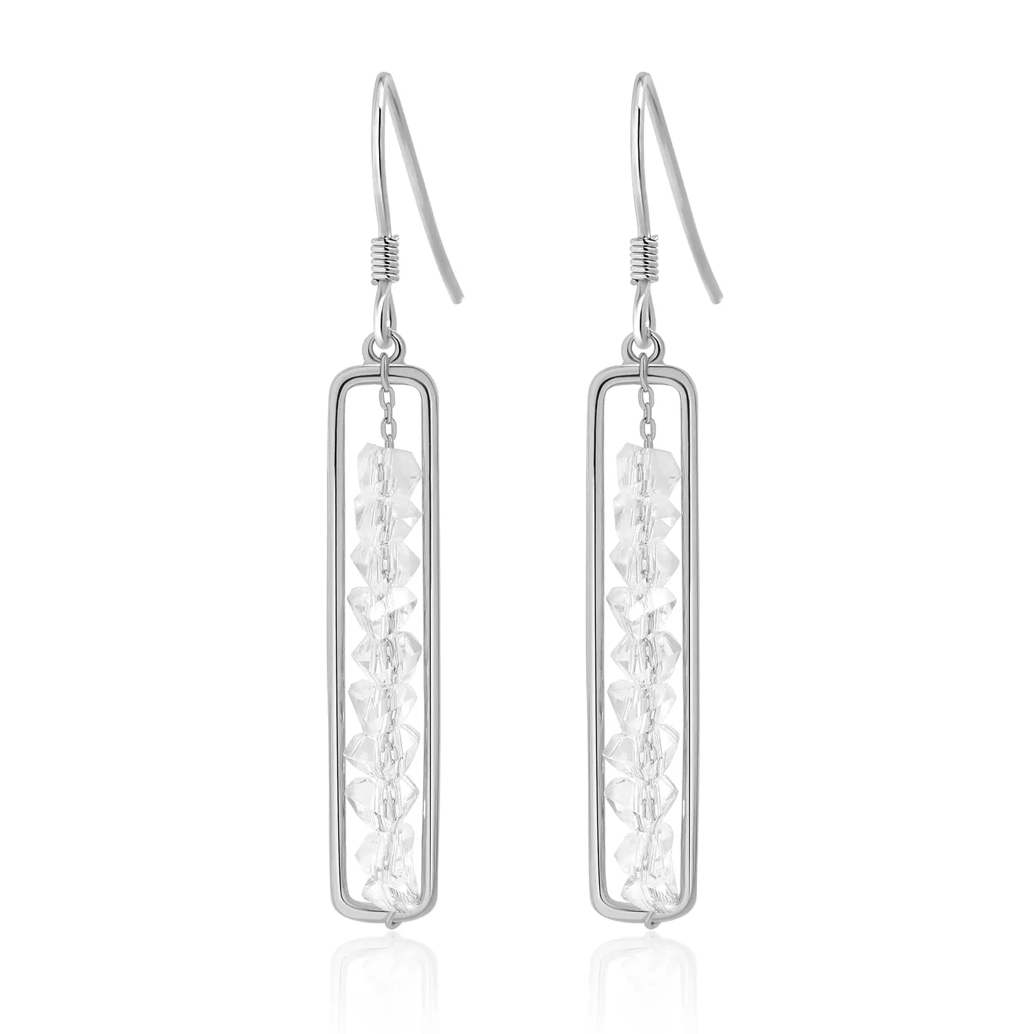 Meissa Rose Gold Earrings for Women Sterling Silver Dangle Earrings Unique Trendy Earrings Handmade Minimalist Earrings Bar Earrings (Silver)