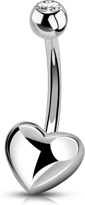 Melighting 14G Heart Belly Button Ring - G23 Titanium Navel Piercing Jewelry for Women - 10mm/12mm/14mm/16mm Internally Threaded