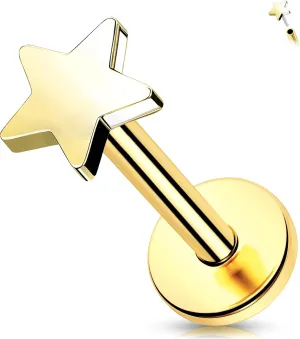 Melighting 14K Solid Gold Flat Back Earring Titanium Threadless Push In Earring 16G Gold Cartilage Earring 6 mm Conch Piercing Jewelry Helix Earring For Women