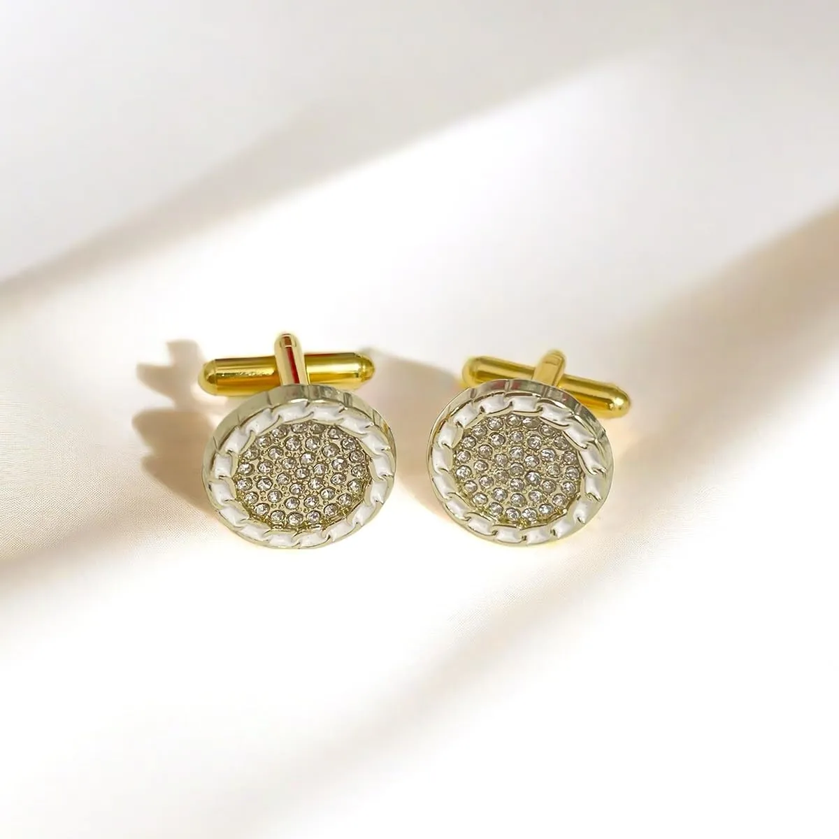 Men Cufflinks Chain Edge Rhinestone Elegant Sparkling Wedding Business Graduation Formal Shirt Accessories