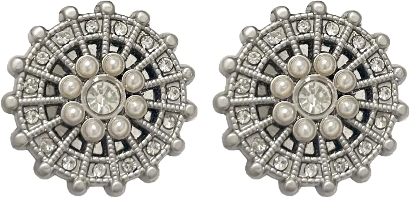 Men Cufflinks Silver Hollow Rhinestone Elegant Sparkling Distinctive Wedding Ceremony Graduation Formal Shirt Accessories