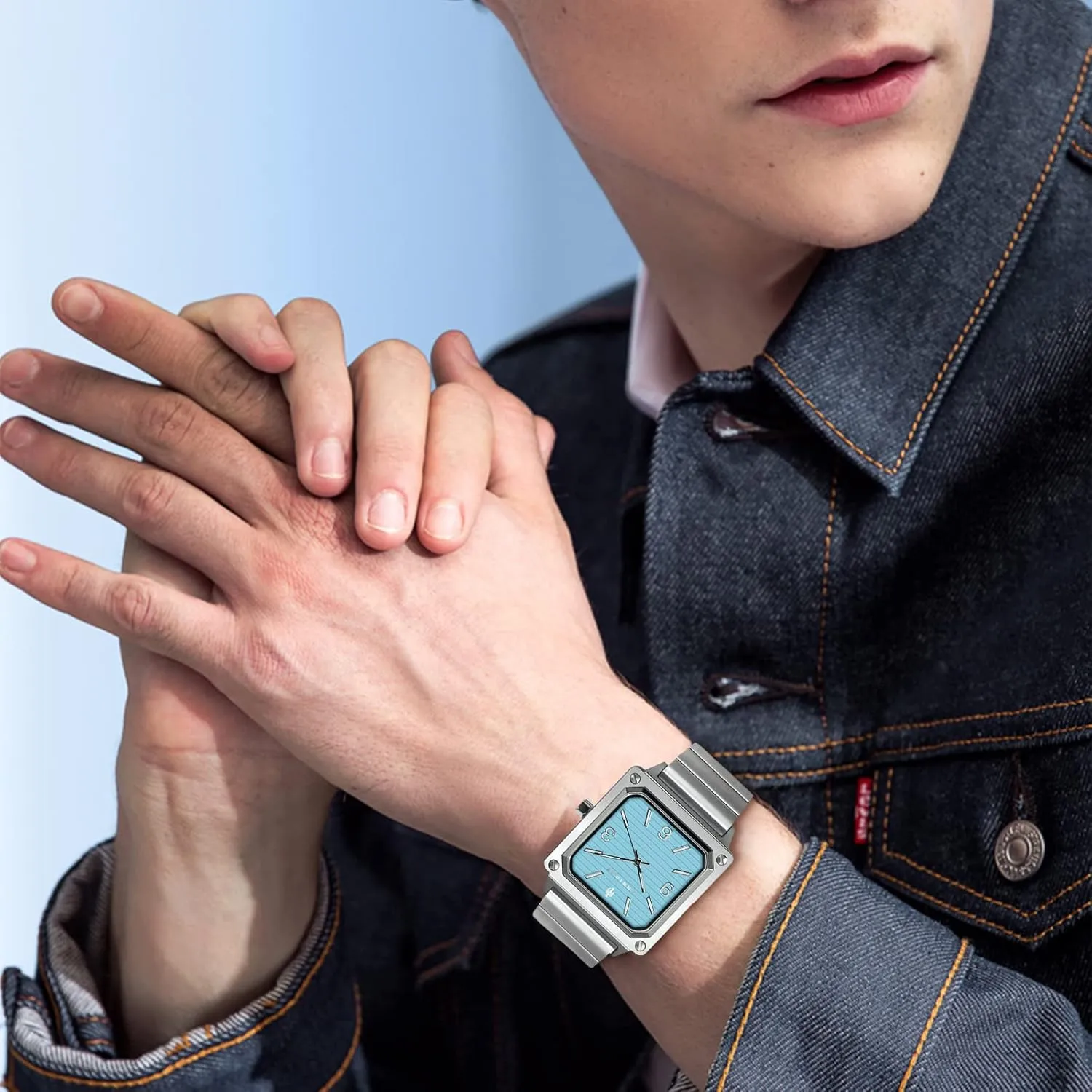 Men Watch Waterproof Stainless Steel Watch for Men Analog Chronograph Fashion Watch, Easy Read Men Dress Watch Luminous Watch Elegant Gift