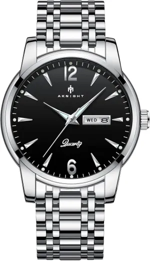 Men Watches, Stainless Steel Watches for Men Waterproof Business Chronograph Quartz Analog Cheap Men's Wrist Watch, Minimalist Dress Watch