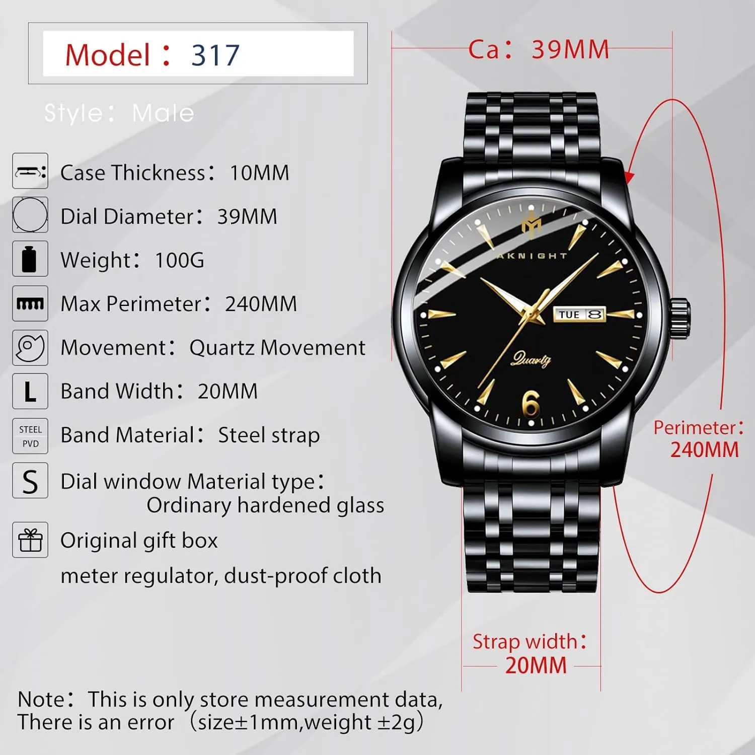 Men Watches, Stainless Steel Watches for Men Waterproof Business Chronograph Quartz Analog Cheap Men's Wrist Watch, Minimalist Dress Watch