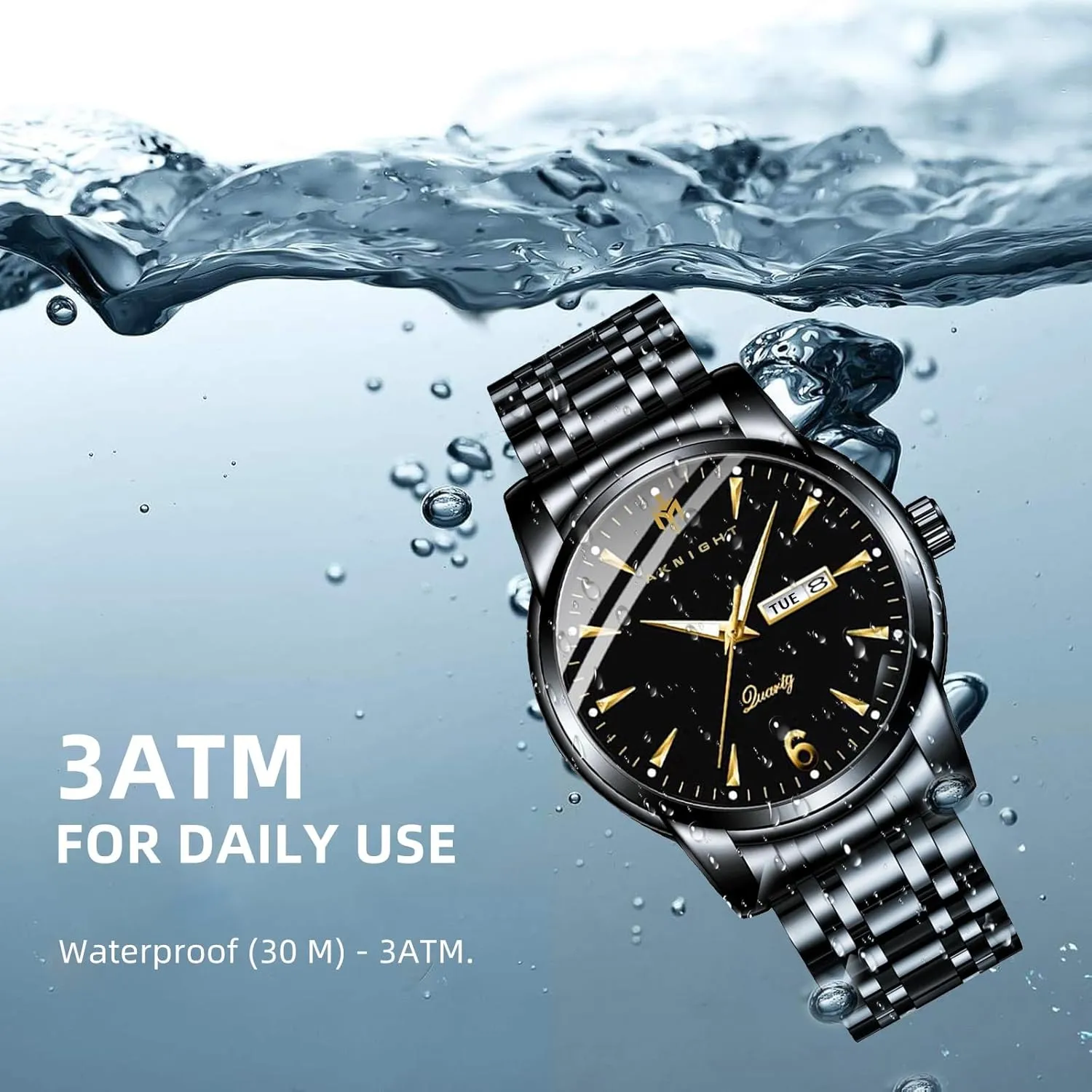 Men Watches, Stainless Steel Watches for Men Waterproof Business Chronograph Quartz Analog Cheap Men's Wrist Watch, Minimalist Dress Watch