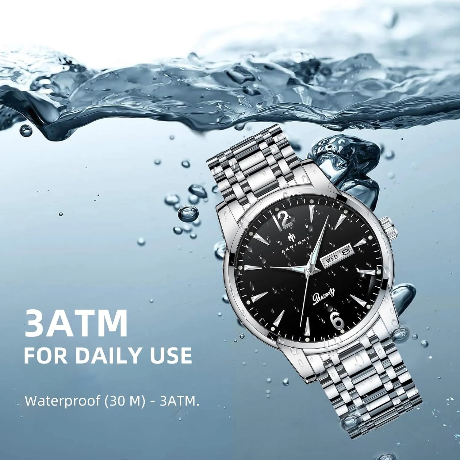 Men Watches, Stainless Steel Watches for Men Waterproof Business Chronograph Quartz Analog Cheap Men's Wrist Watch, Minimalist Dress Watch