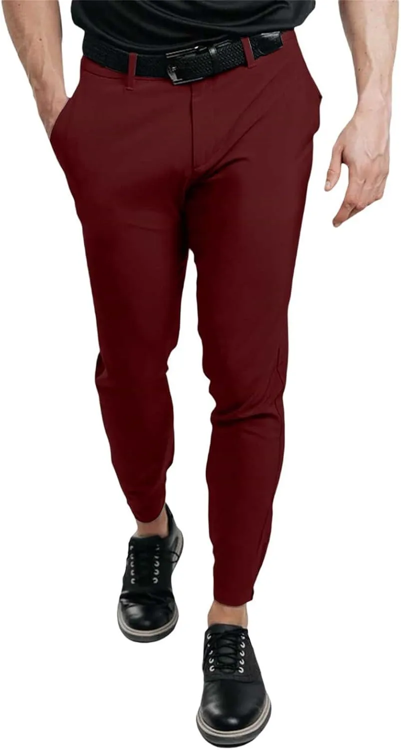Mens 2023 Chino Skinny Pants Classic Fit Flat Front Stretch Solid Chino Deck Pants Business Casual Chinos Suit Pants