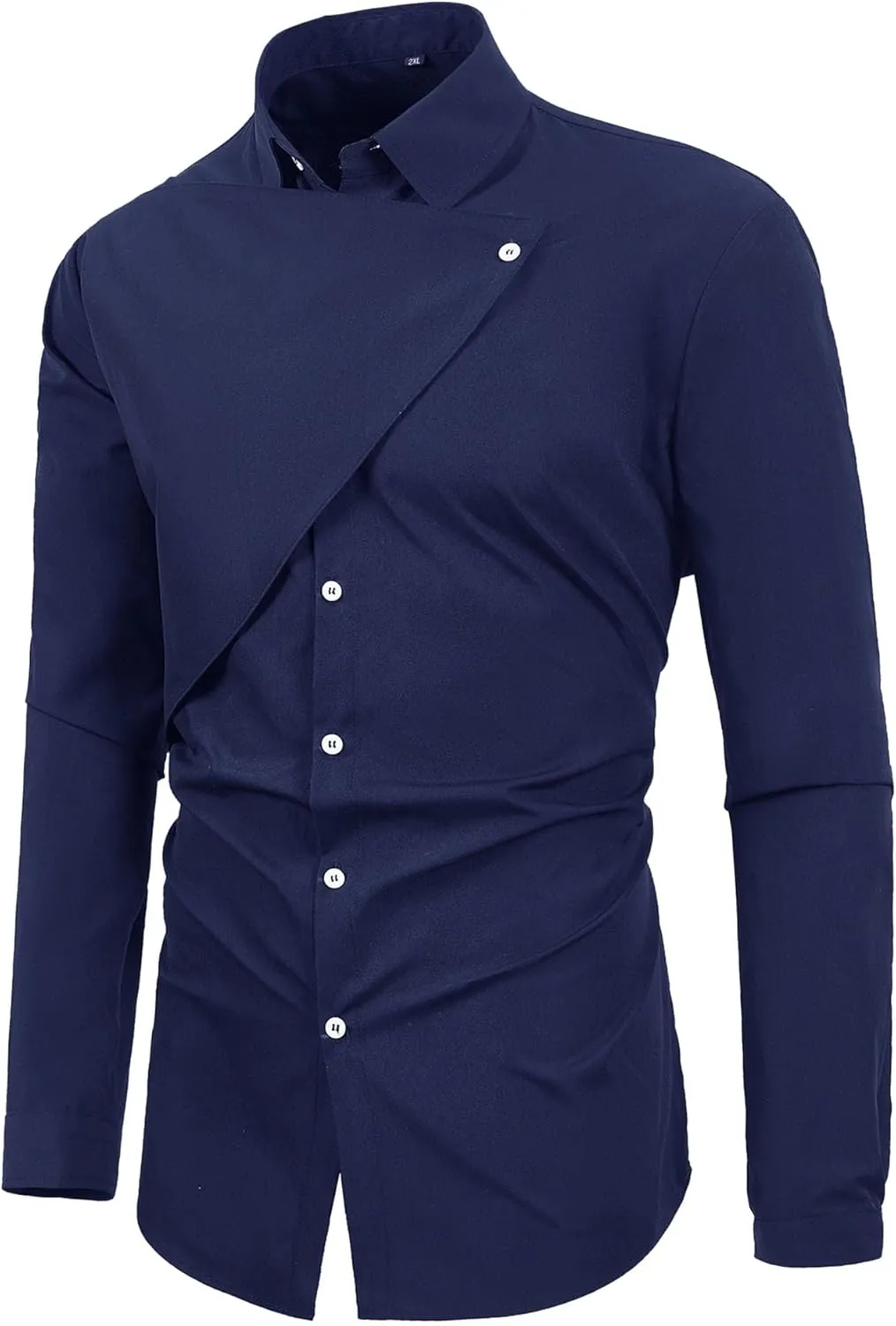 Men's Business Double-Breasted Slim Fit Shirt Classic Cruise Long Sleeve Dress Shirt Collared Shirt for Prom
