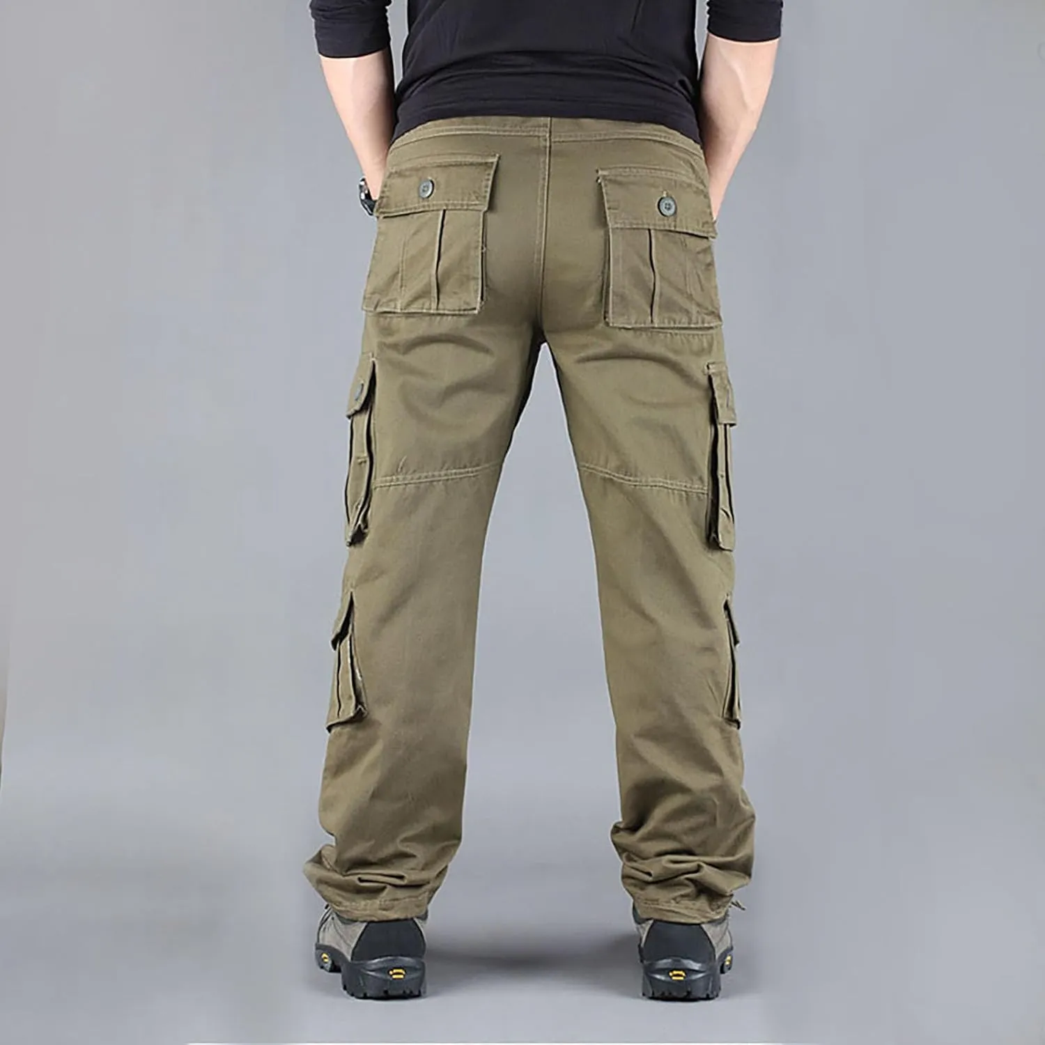 Men's Casual Cargo Pants Lightweight Hiking Work Elastic Waist Tactical Pants