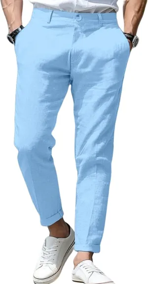 Mens Casual Dress Pants Slim Fit Stretch Flat Front Tapered Dress Pants Business Comfortable Stylish Golf Suit Pants