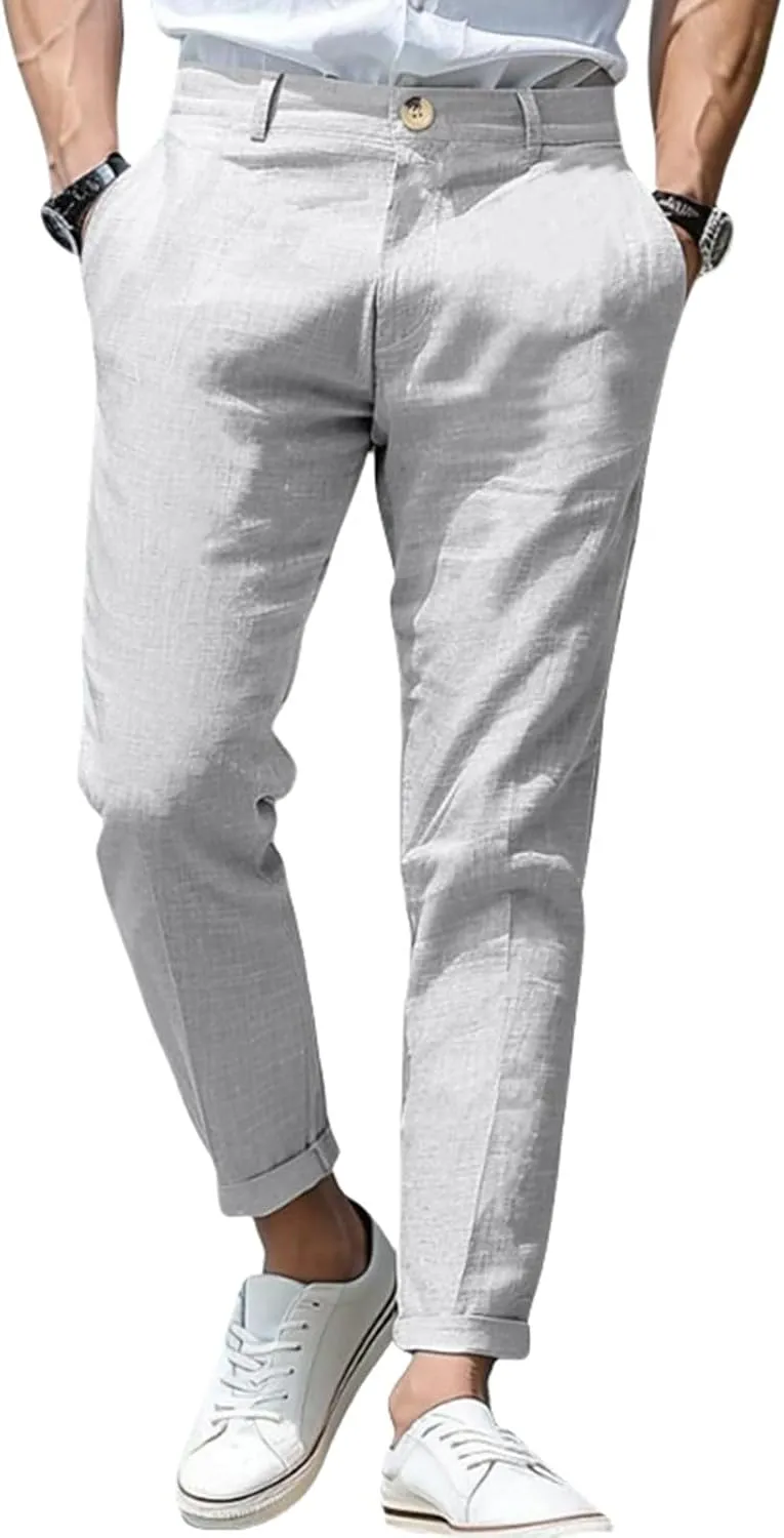 Mens Casual Dress Pants Slim Fit Stretch Flat Front Tapered Dress Pants Business Comfortable Stylish Golf Suit Pants