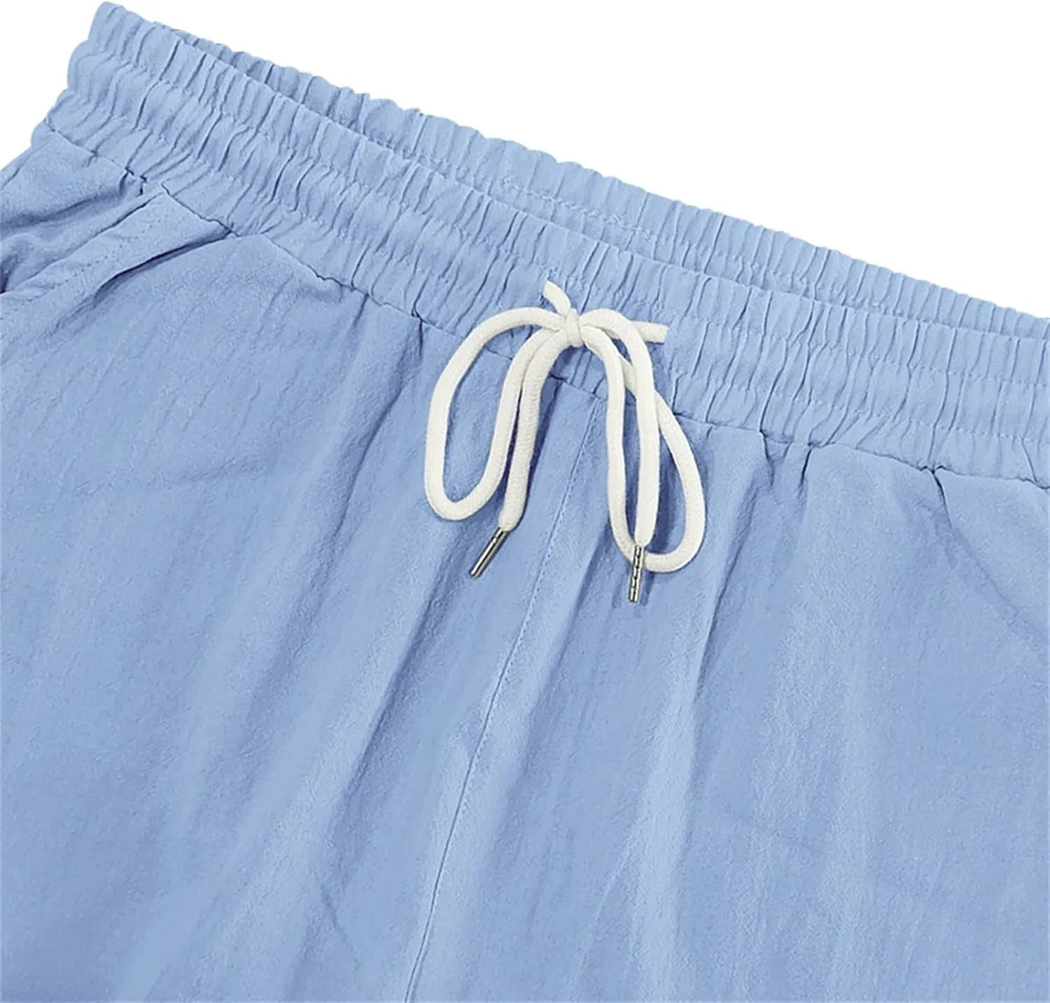 Mens Casual Linen Pants Loose Fit Lightweight Drawstring Elastic Waist Summer Beach Yoga Pants Lightweight Trousers
