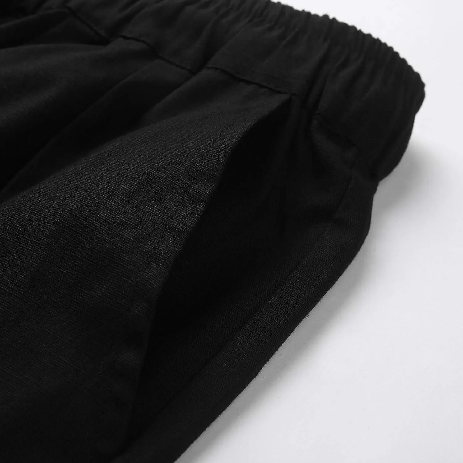 Mens Casual Linen Pants Loose Fit Lightweight Drawstring Elastic Waist Summer Beach Yoga Pants Lightweight Trousers