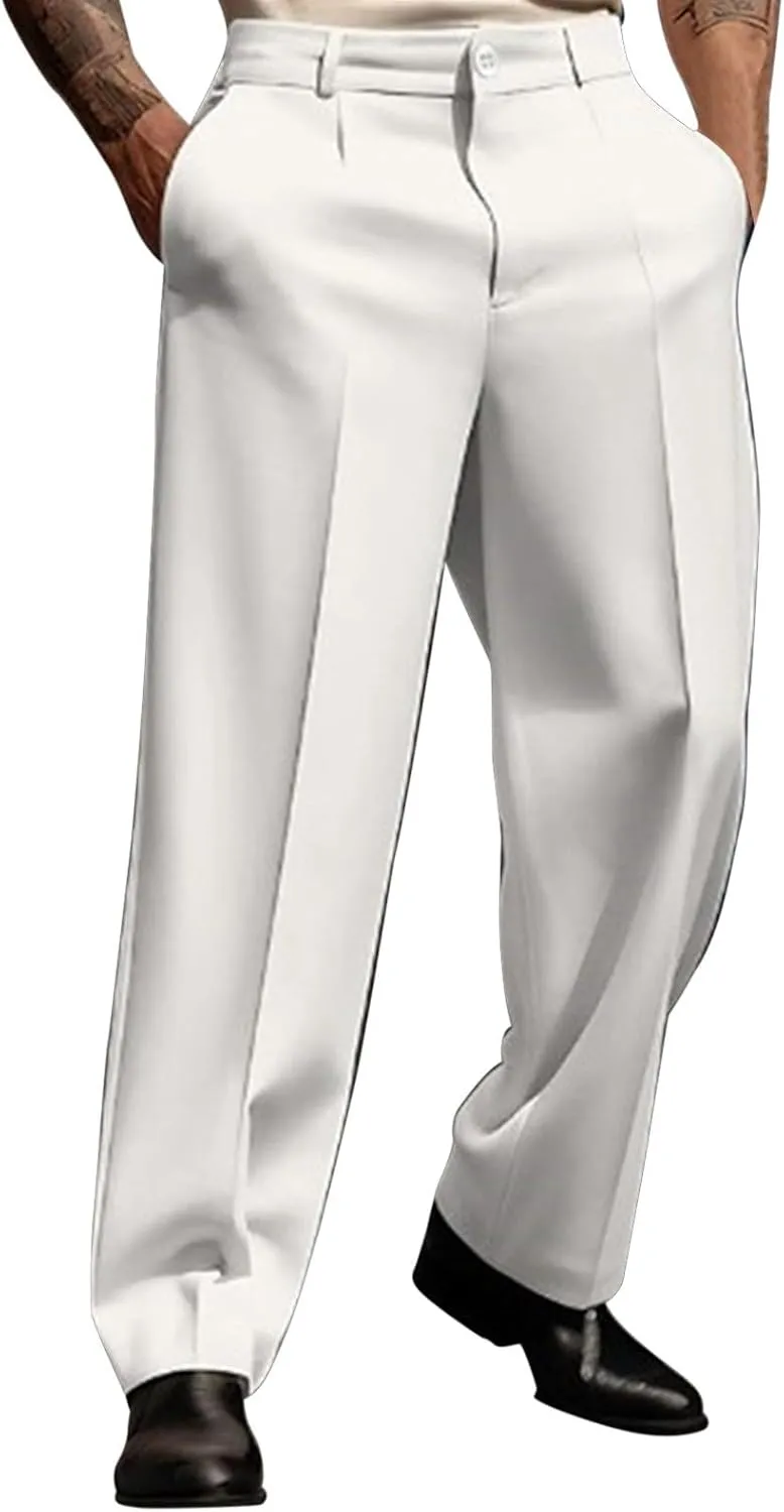 Mens Casual Linen Pants Loose Fit Lightweight Drawstring Elastic Waist Summer Beach Yoga Pants Lightweight Trousers