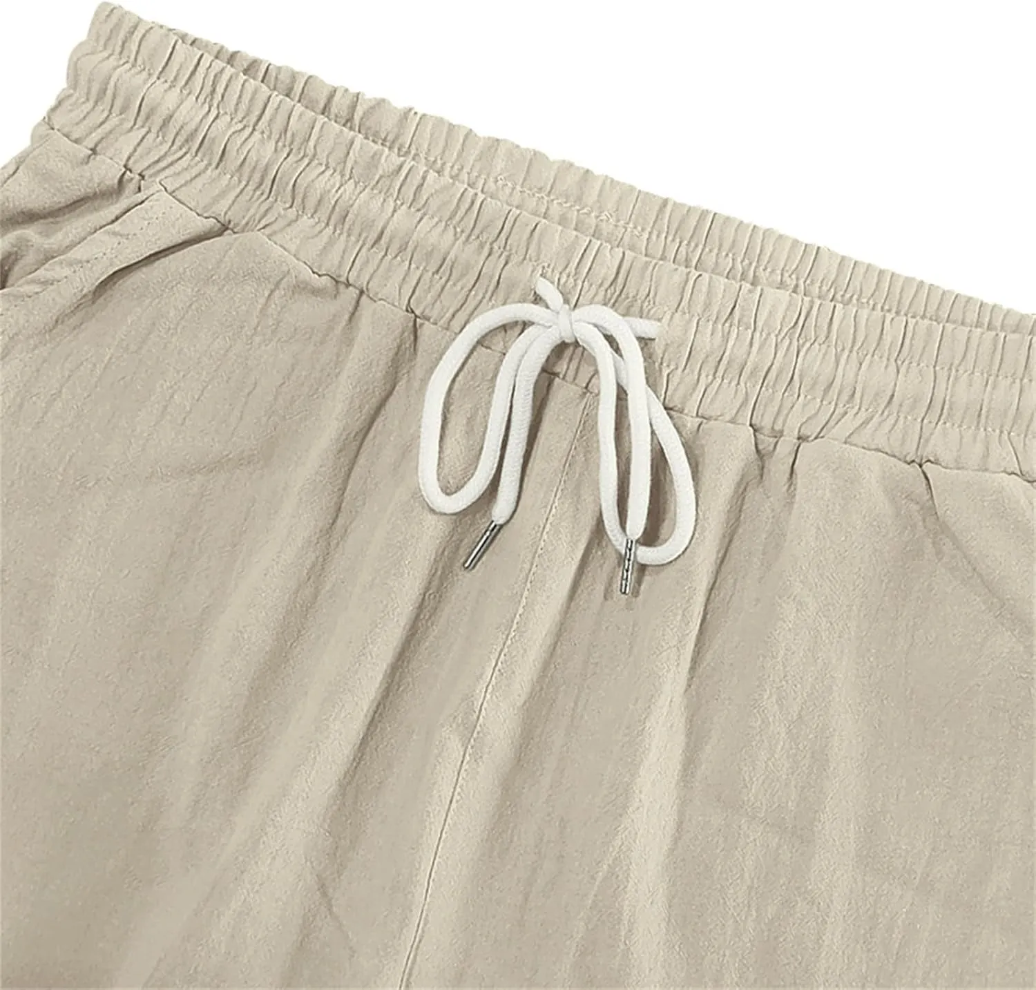 Mens Casual Linen Pants Loose Fit Lightweight Drawstring Elastic Waist Summer Beach Yoga Pants Lightweight Trousers